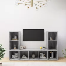   vidaXL 3 db betonszürke szerelt fa TV-szekrény 107 x 35 x 37 cm