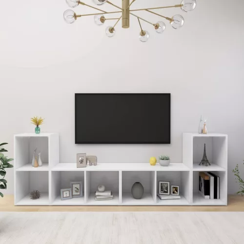 vidaXL 4 db fehér szerelt fa TV-szekrény 72 x 35 x 36,5 cm