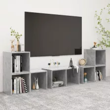 vidaXL 6 részes betonszürke szerelt fa TV-szekrényszett