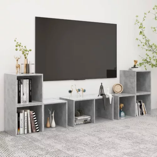 vidaXL 6 részes betonszürke szerelt fa TV-szekrényszett