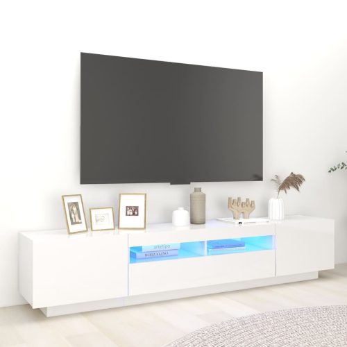 vidaXL magasfényű fehér TV-szekrény LED-lámpákkal 200 x 35 x 40 cm