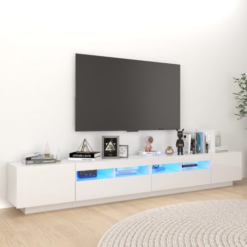 vidaXL magasfényű fehér TV-szekrény LED-lámpákkal 260 x 35 x 40 cm