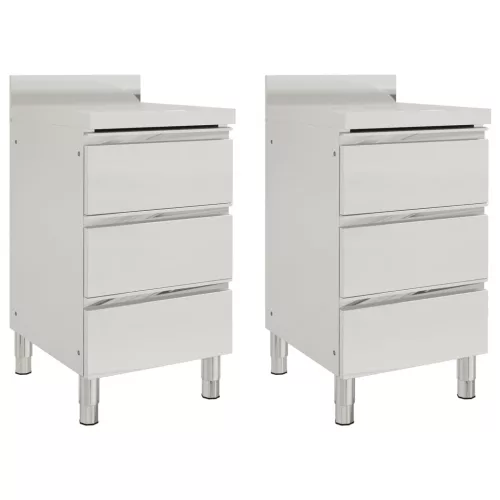 vidaXL 2 db rozsdamentes acél háromfiókos kereskedelmi konyhaszekrény