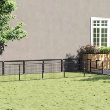 vidaXL fekete acél kutyakennel 20 m²