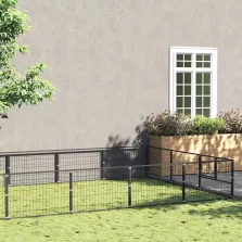 vidaXL fekete acél kutyakennel 15 m²