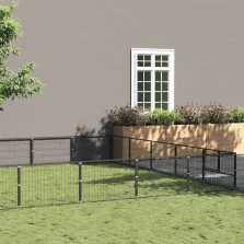 vidaXL fekete acél kutyakennel 45 m²