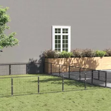 vidaXL fekete acél kutyakennel 36 m²