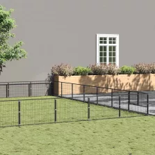 vidaXL fekete acél kutyakennel 63 m²