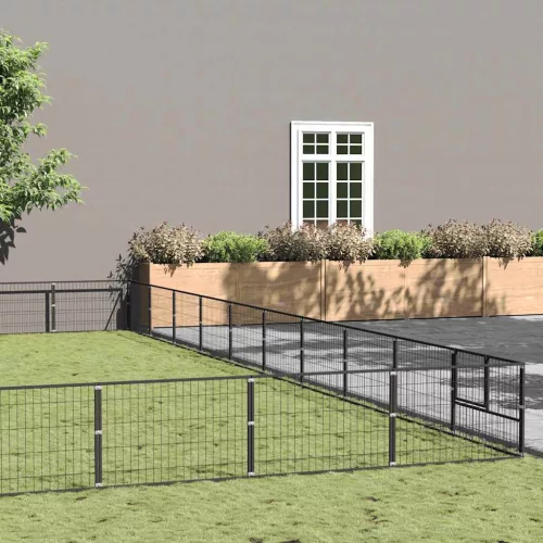 vidaXL fekete acél kutyakennel 100 m²