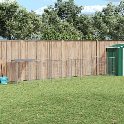 vidaXL ezüstszínű acél kutyakennel 6,05 m²