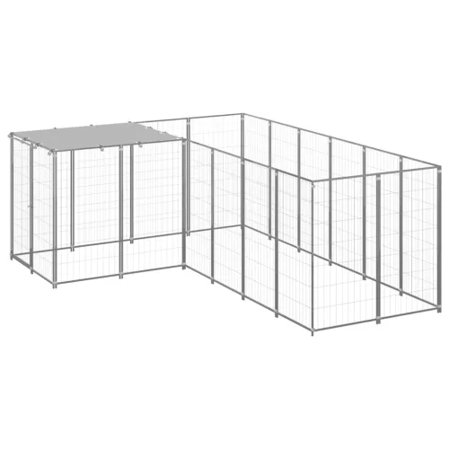 vidaXL ezüstszínű acél kutyakennel 4,84 m²