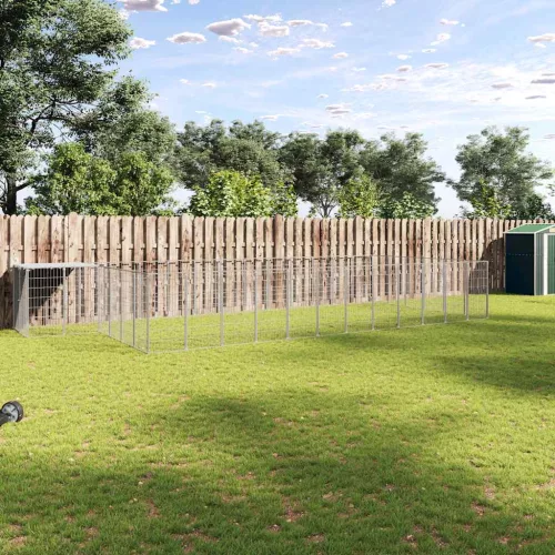 vidaXL ezüstszínű acél kutyakennel 22,99 m²