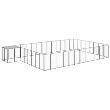 vidaXL fekete acél kutyakennel 30,25 m²