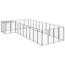 vidaXL fekete acél kutyakennel 13,31 m²