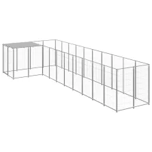 vidaXL ezüstszínű acél kutyakennel 7,26 m²