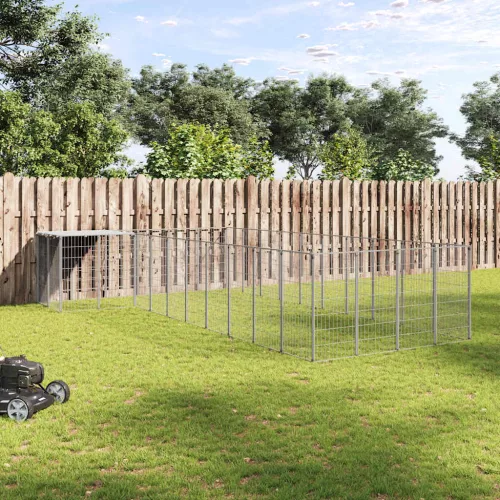 vidaXL ezüstszínű acél kutyakennel 13,31 m²