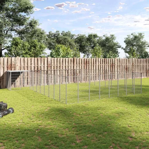 vidaXL ezüstszínű acél kutyakennel 25,41 m²