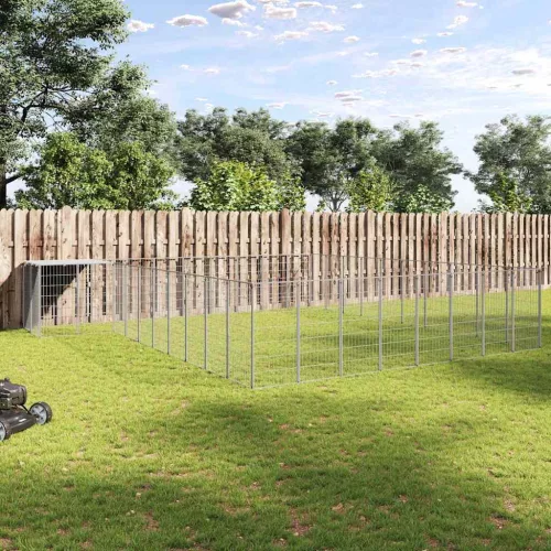 vidaXL ezüstszínű acél kutyakennel 37,51 m²