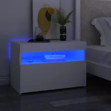   vidaXL 2 db fehér éjjeliszekrény LED-lámpákkal 60x35x40 cm szerelt fa