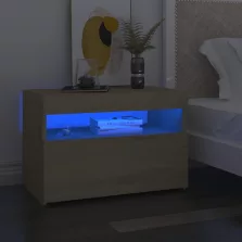   vidaXL 2 db sonoma tölgyszínű éjjeliszekrény LED-lámpákkal 60x35x40 cm
