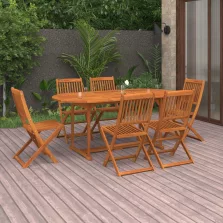   vidaXL 7 részes tömör akácfa kerti étkezőgarnitúra 180 x 90 x 75 cm