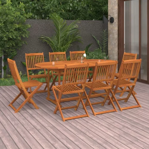 vidaXL 9 részes tömör akácfa kerti étkezőgarnitúra 180 x 90 x 75 cm