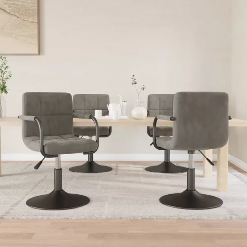 vidaXL 4 db világosszürke bársony forgó étkezőszék