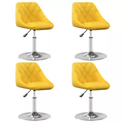 vidaXL 4 db mustársárga bársony forgó étkezőszék