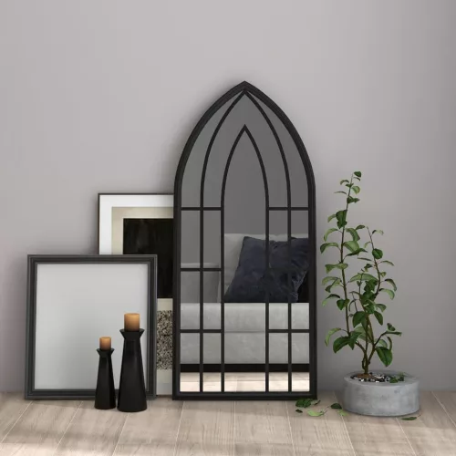 vidaXL fekete vas tükör beltéri használatra 100 x 45 cm