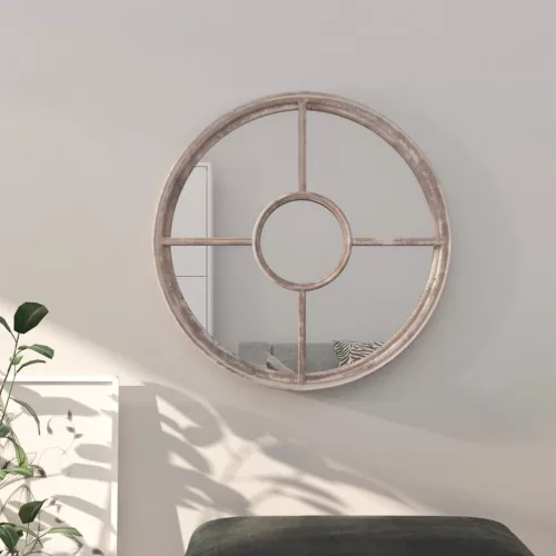 vidaXL homokszínű kerek vas tükör beltéri használatra 60 x 4 cm