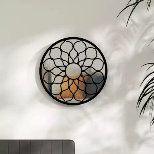 vidaXL fekete kerek vas tükör beltéri használatra 60 x 3 cm