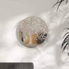   vidaXL homokszínű kerek vas tükör beltéri használatra 40 x 2,5 cm