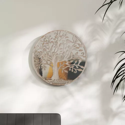 vidaXL homokszínű kerek vas tükör beltéri használatra 60 x 2,5 cm