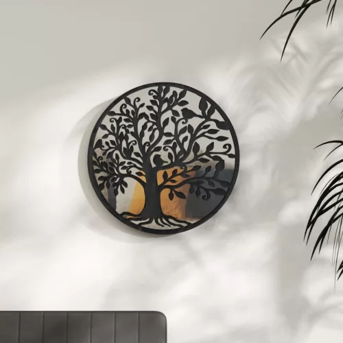 vidaXL fekete kerek vas tükör beltéri használatra 60 x 2,5 cm