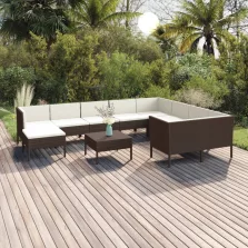   vidaXL 11 részes barna polyrattan kerti ülőgarnitúra párnákkal