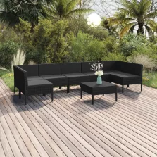   vidaXL 8 részes fekete polyrattan kerti ülőgarnitúra párnákkal