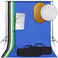   vidaXL fotóstúdiószett softbox lámpával, háttérrel és reflektorral