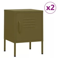  vidaXL 2 db olívazöld acél éjjeliszekrény 35 x 35 x 51 cm