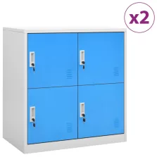   vidaXL 2 db világosszürke-kék acél zárható szekrény 90 x 45 x 92,5 cm