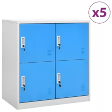   vidaXL 5 db világosszürke-kék acél zárható szekrény 90 x 45 x 92,5 cm