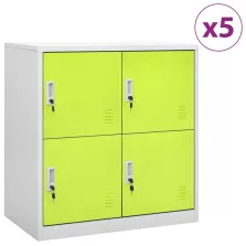   vidaXL 5 db világosszürke-zöld acél zárható szekrény 90 x 45 x 92,5 cm