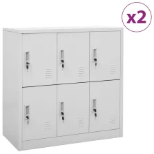   vidaXL 2 db világosszürke acél zárható szekrény 90 x 45 x 92,5 cm