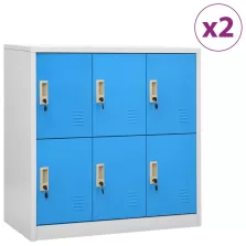   vidaXL 2 db világosszürke-kék acél zárható szekrény 90 x 45 x 92,5 cm
