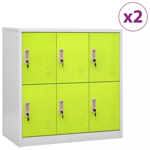 vidaXL 2 db világosszürke-zöld acél zárható szekrény 90 x 45 x 92,5 cm