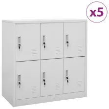   vidaXL 5 db világosszürke acél zárható szekrény 90 x 45 x 92,5 cm
