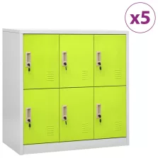   vidaXL 5 db világosszürke-zöld acél zárható szekrény 90 x 45 x 92,5 cm