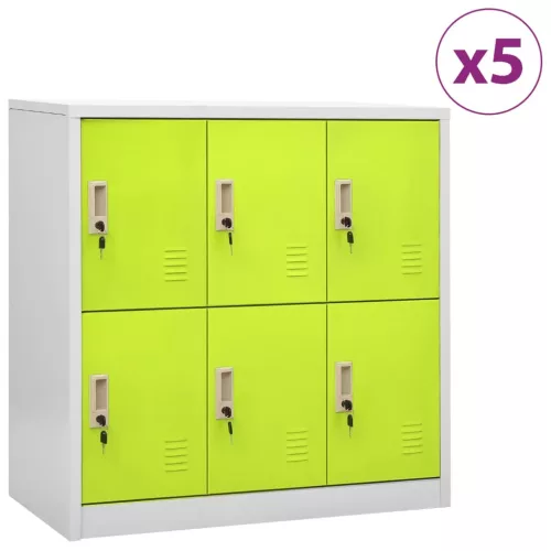 vidaXL 5 db világosszürke-zöld acél zárható szekrény 90 x 45 x 92,5 cm