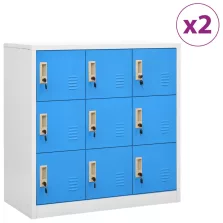   vidaXL 2 db világosszürke-kék acél zárható szekrény 90 x 45 x 92,5 cm