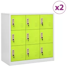   vidaXL 2 db világosszürke-zöld acél zárható szekrény 90 x 45 x 92,5 cm