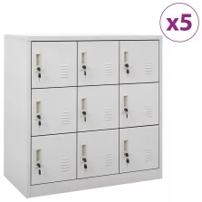   vidaXL 5 db világosszürke acél zárható szekrény 90 x 45 x 92,5 cm
